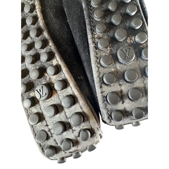 Louis Vuitton Black Suede LV Monogram Buckle Driving Loafer Size 37.5 - Picture 9 of 9